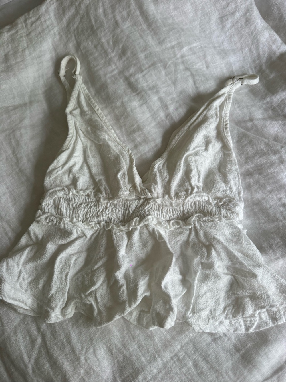 Hollister White Smocked Peplum Cami Top